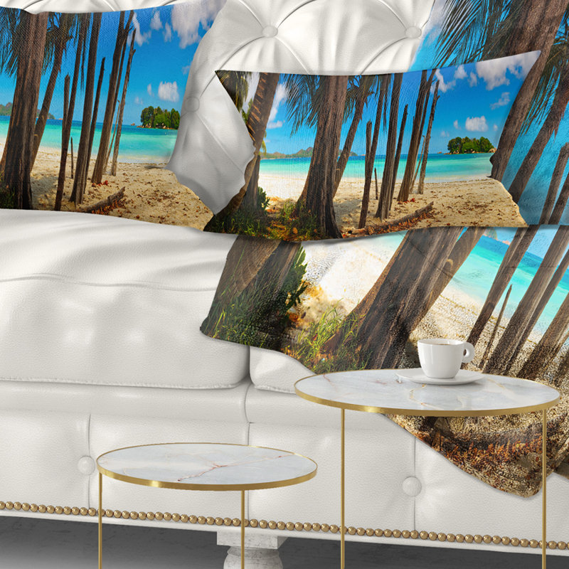 Coussin lombaire de plage tropicale seascape praslin island