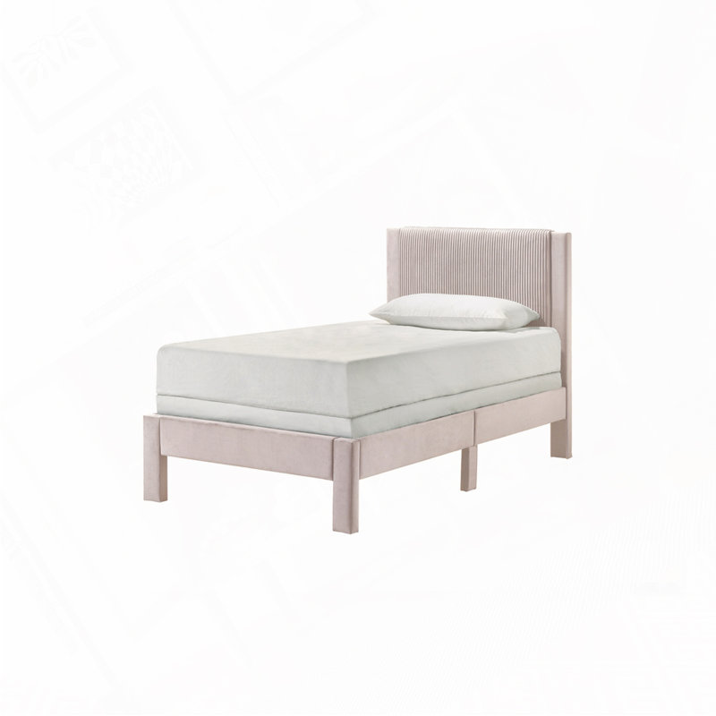 Plush Upholstered Platform Bed, Pink