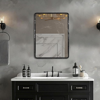 Brunilde Antique Hand-Forged Iron Rectangle Wall Mirror | Rustic Bathroom Vanity Mirror