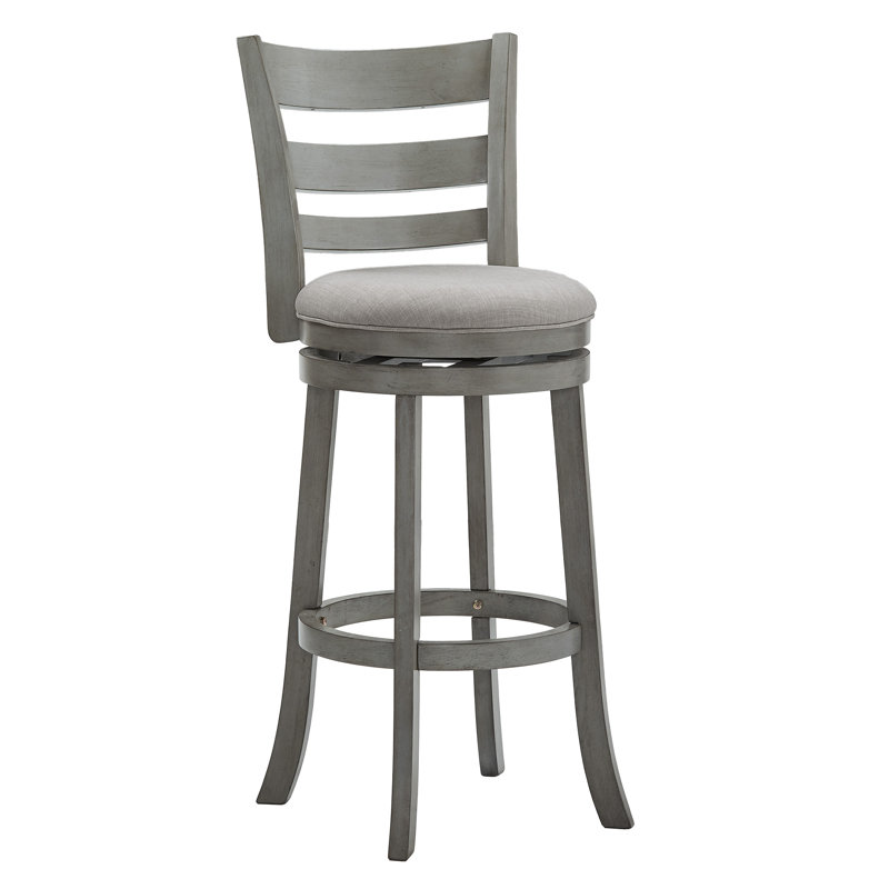 Tabouret de bar et de comptoir pivotant Adelynn, Lin gris, Tabouret de bar (hauteur de siège de 29,96 po), Gris antique