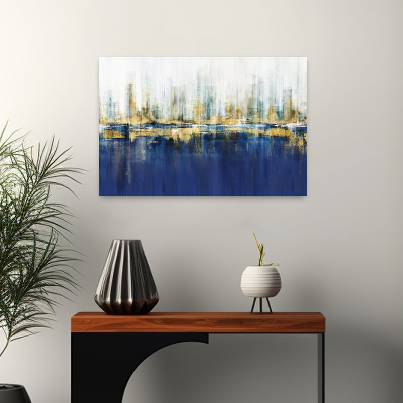 Ultramarine, horizon, art urbain moderne abstrait, H 16 po x l 24 po