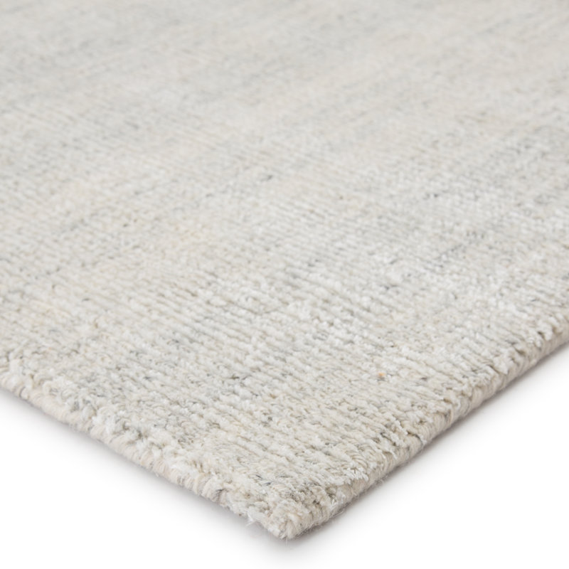 Tapis en laine tissé à la main Crista en blanc éclatant / gris silex / gris Whitecap, Rectangle 5 pi x 8 pi