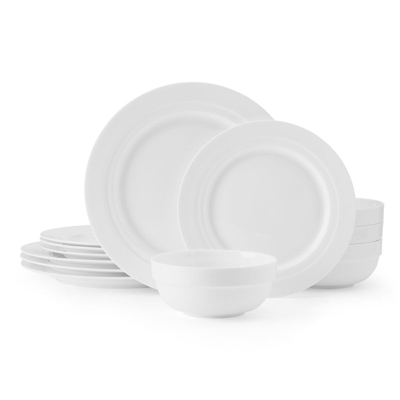Mikasa Bentlee 12-Piece Lightweight Chip-Resistant Bone China Dinnerware Set, Service for 4