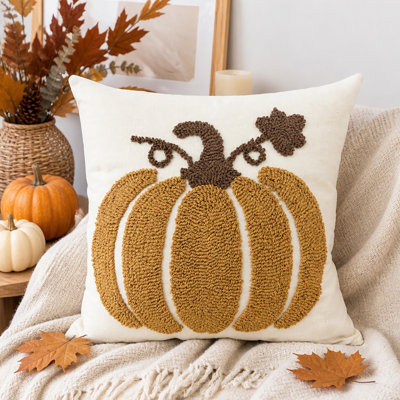 18x18 Inch Embroidered Pumpkin Throw Pillow Covers