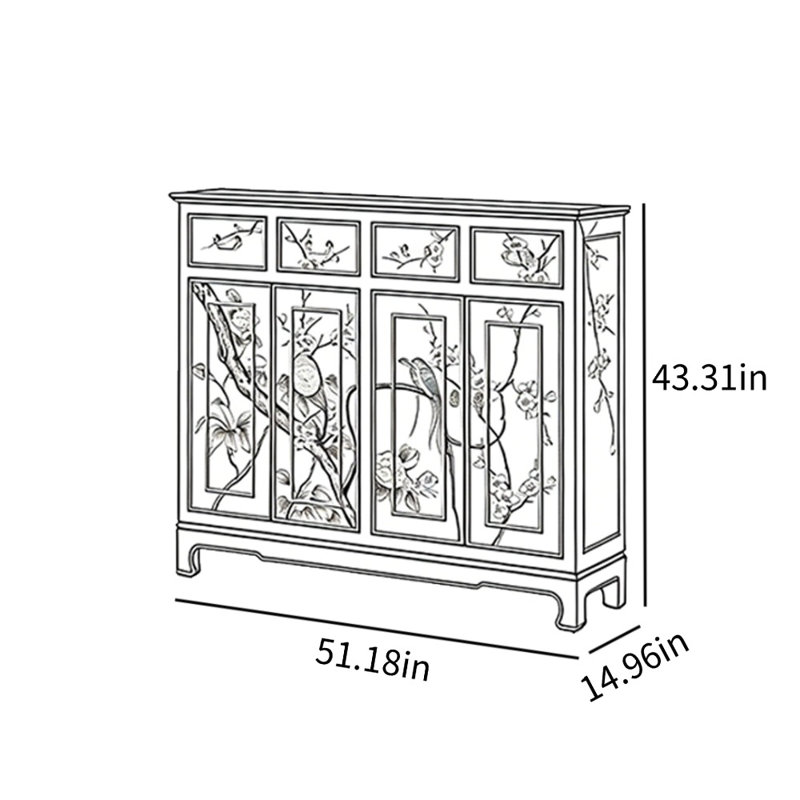 New Chinese Hand-Painted Shoe Storage Cabinet
