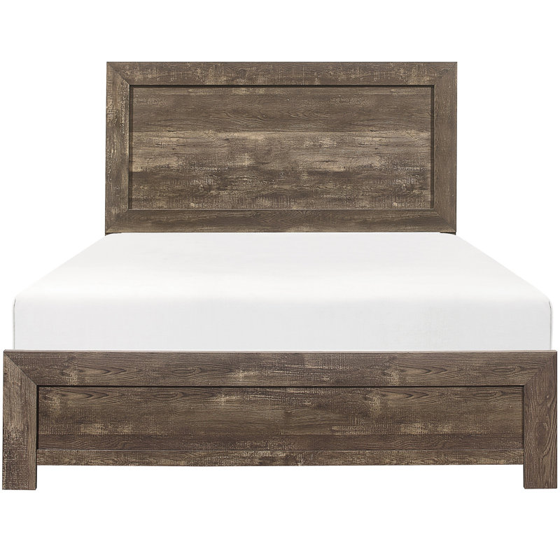 Queen Size Rustic Brown Bedroom Bed With Wooden Headboard And Rails Headboard, Rails, Made Of Wood Construction, Rustic Brown