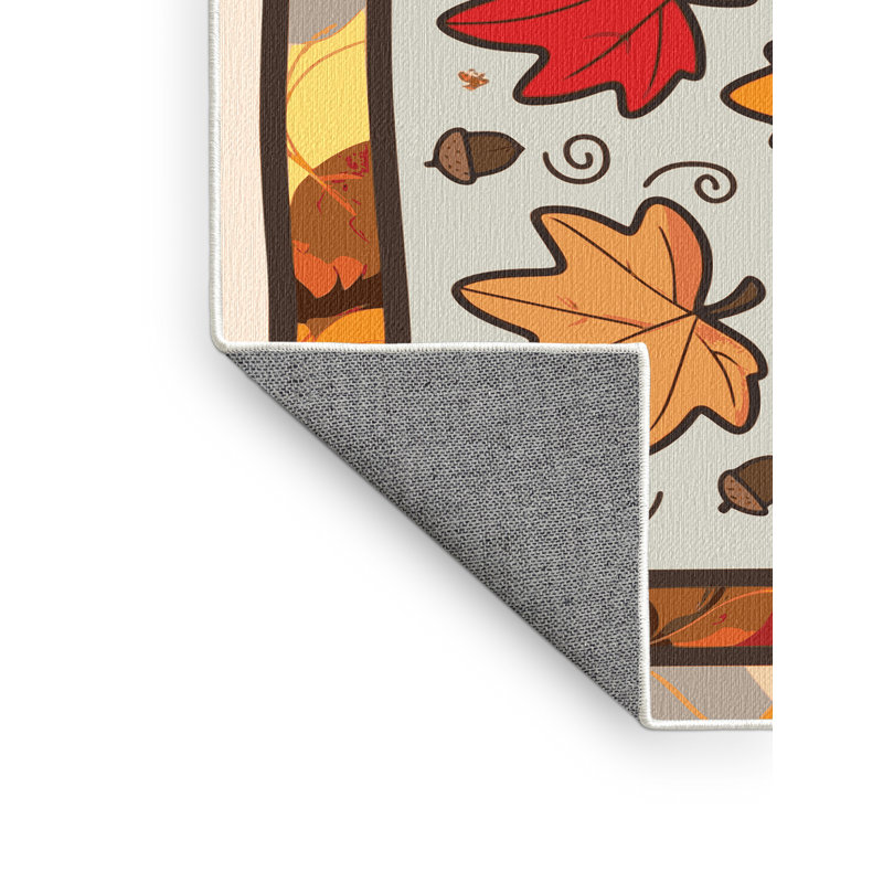East Urban Home Washable Thanksgiving Fall Season Holiday Rug, Rectangle 2' x 3'