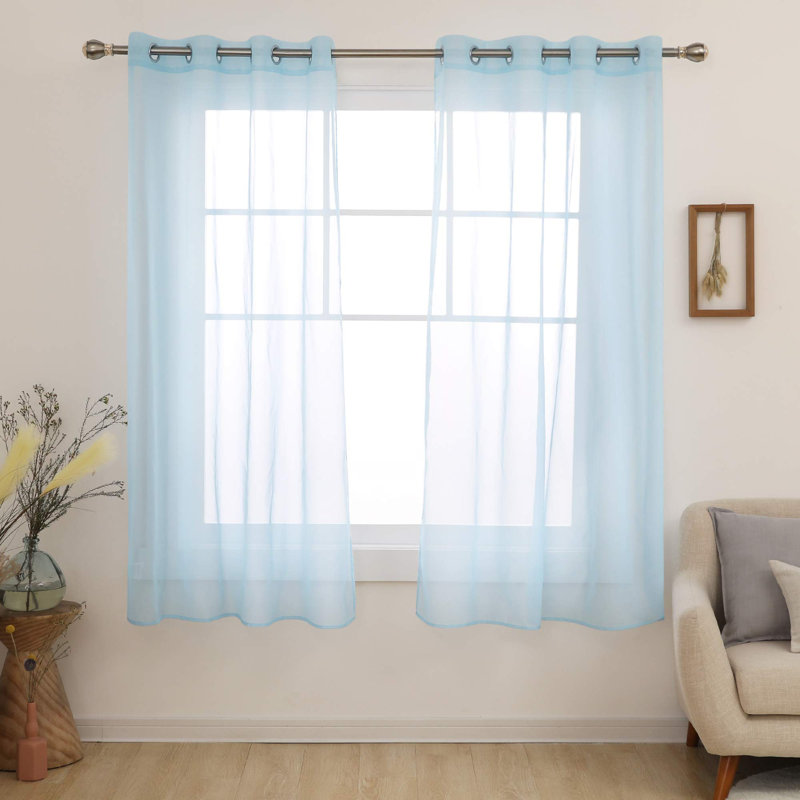 Gainsborough Sheer Curtain Pair, Sky Blue, 52" W x 63" L
