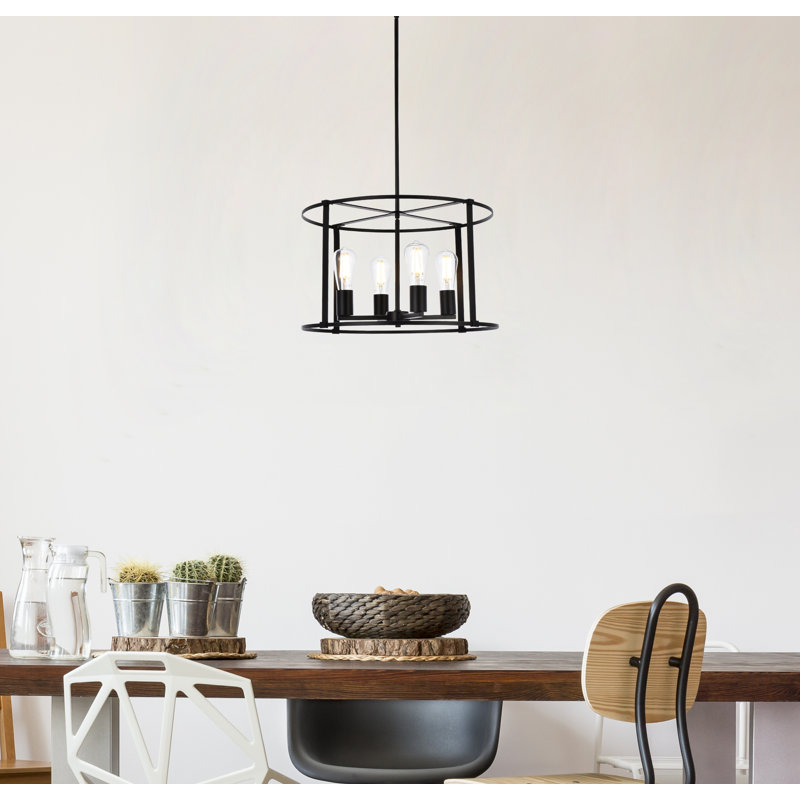 Carter-Johnson Geometric Drum Pendant, Brass, 12" H x 20" W x 20" D, 4 Lights