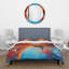 Petit bateau pendant un coucher de soleil rouge foncé - Ensemble de housse de couette nautique et côtier - Polyester en microfibre-66392755