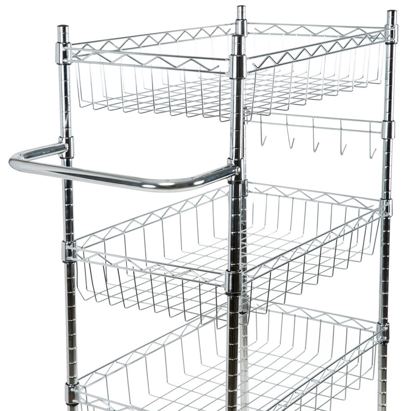 Chrome 4-Tier Industrial Utility Cart with Casters