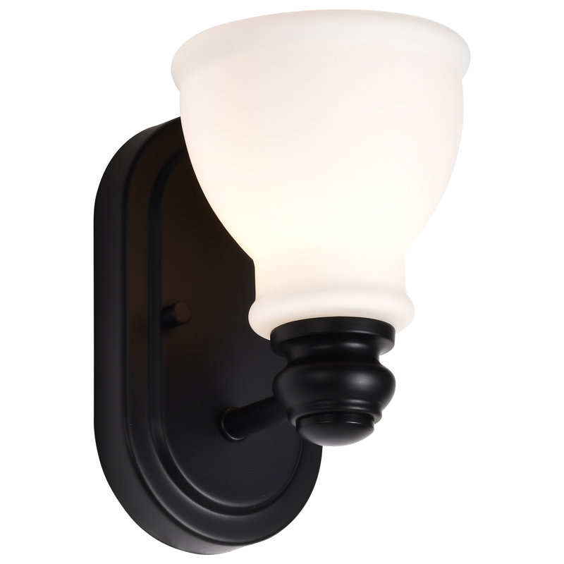 Loletta - 1 Light Vanity - Matte Black with Satin White Glass