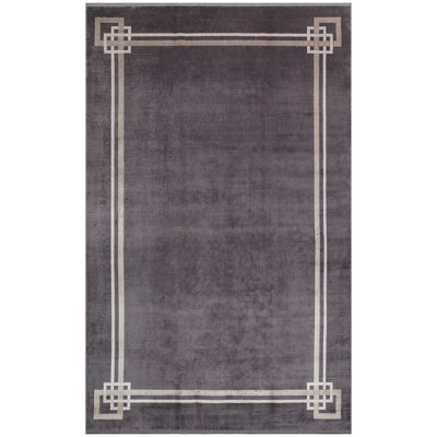 Tapis de couloir luxueux, gris, 31,5 po x 59,1 po | 100% viscose / polyester, hauteur des poils de 7 mm | Tissé à la machine, 1 600 000 points de fil | Facile à nettoyer avec l'aspirateur et le détachant | Parfait pour les vestibules modernes et les espaces de vie