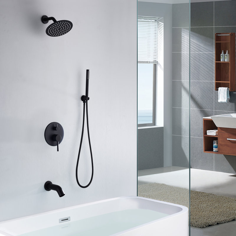 Complete Shower System with Rough in-Valve, Matte Black