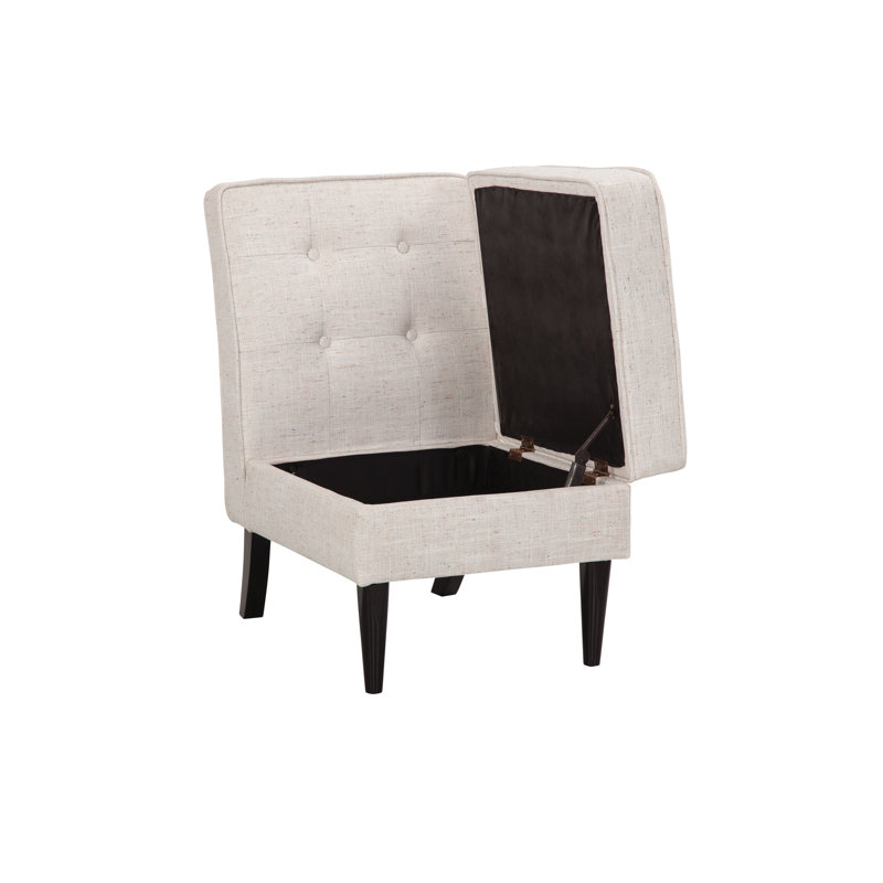 Roswell Upholstered Armless Side Chair with Hidden Storage, Funfetti Cream Speckle