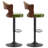 Modern Swivel Bar Stools Set Of 2, Wooden Upholstered Pu Leather Barstools With Back & Footrest, Counter Height Bar Chairs For Kitchen Island-1126708839