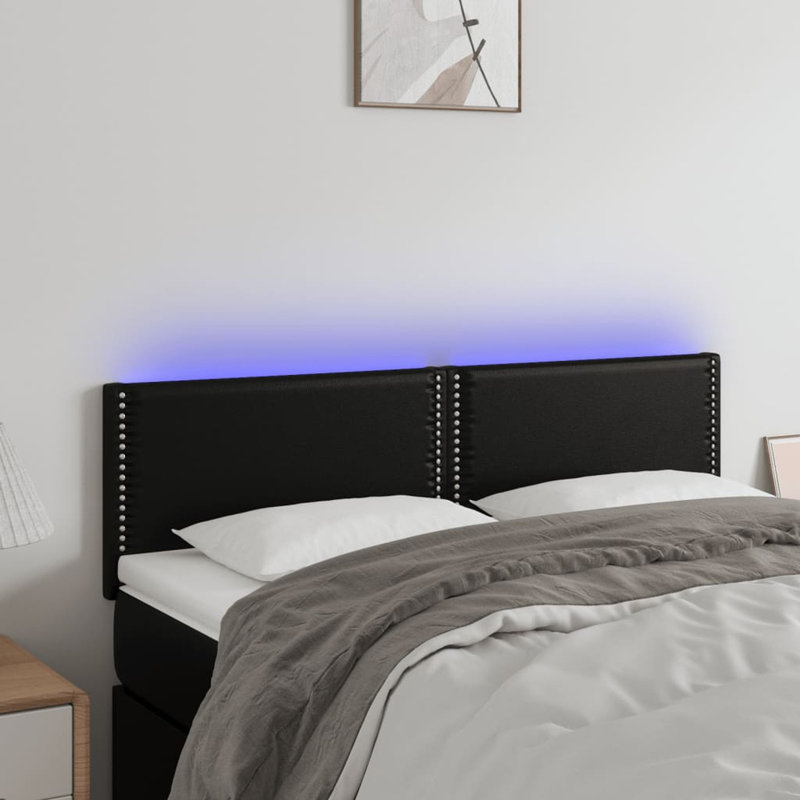 Upholstered Headboard, Black, 88cm H x 144cm W x 5cm D