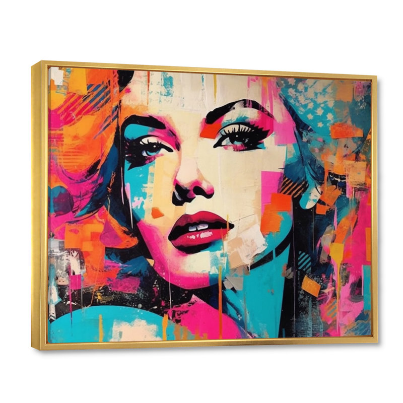 Portrait rétro d'une femme des années 1950 sur toile, H 12 po x l 20 po x P 1 po, Cadre flottant doré