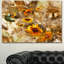 Fleurs jaunes sur fond brun - impression sur toile tendue-19408467