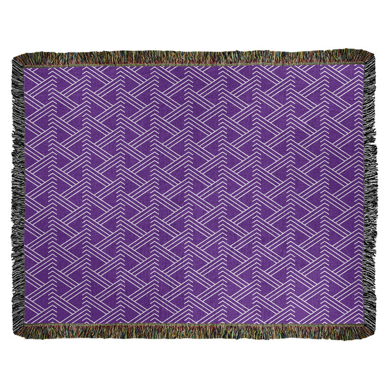 Couverture en coton tissé zigzag classique, L 50 po x L 60 po, Violet