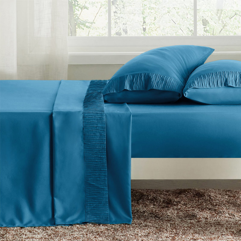 Bedsure Polyester Microfiber Sheet Set Hotel Luxury Sheets, Easy Care Cooling Bed Sheet Set 84GSM(101" x 107")GentleSoft™️