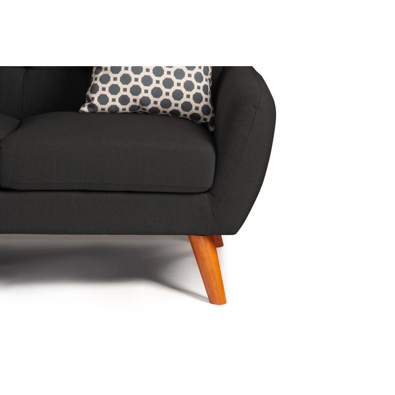 Gaege Upholstered L-Shaped Sectional Right Hand Facing, Ash Black Polyester Blend