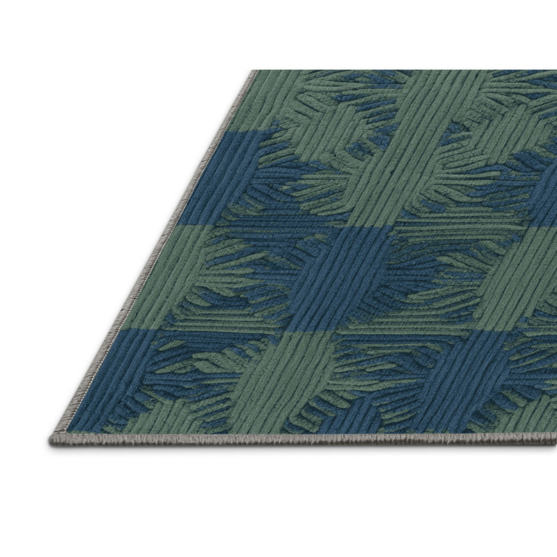 Tapis gris en treillis lavable à la machine, Rond 4 pi