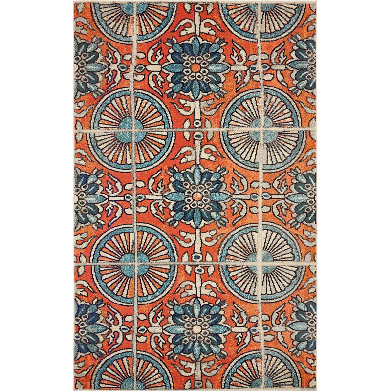 Eddins Washable Geometric Indoor Rug, Rectangle 3'3" x 5'3"