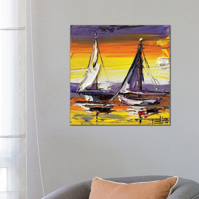 Tangerine Sunset 1 Piece Wrapped Canvas Painting