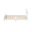 Structure de très grand lit avec tête de lit, lit plateforme en bois de style rétro avec support en lattes de bois, structure de lit très grand sans sommier, assemblage facile, blanc-130191238