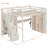 Full Loft Bed Frame with Built-In Wardrobe, Study Desk, Storage Shelves &  Lights, Space-Saving Design for Bedroom-Beige-1047738593