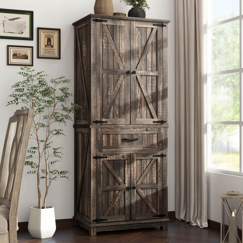 Armoire de cuisine 72 po, Chêne rustique foncé