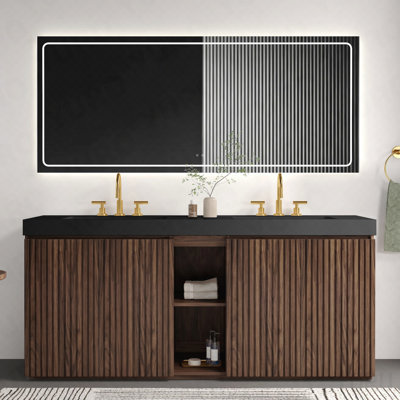 Meuble-lavabo autoportant en noyer de 72 po avec lavabo 72 po Winston