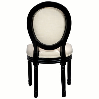 Cotton Linen Upholstered King Louis Back Dining Chair, Mid Century Solid Wood Side Chair For Dining Room/Kitchen (Set of 2)