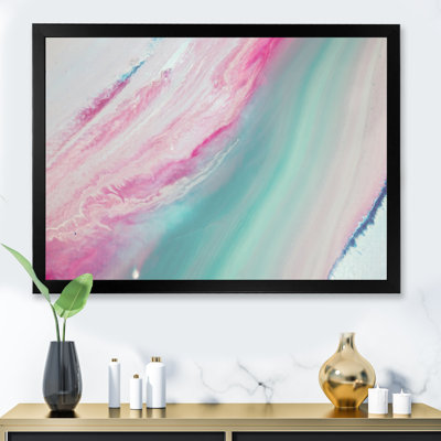 Marbre turquoise et marbre rose Flow Art IV - œuvre d'art moderne sur toile