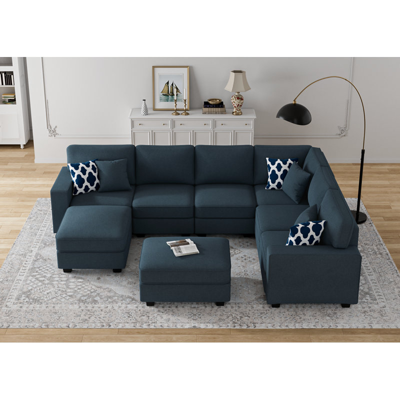 Flexible Combination Module Reversible Sectional Sofa, Charcoal Polyester Blend