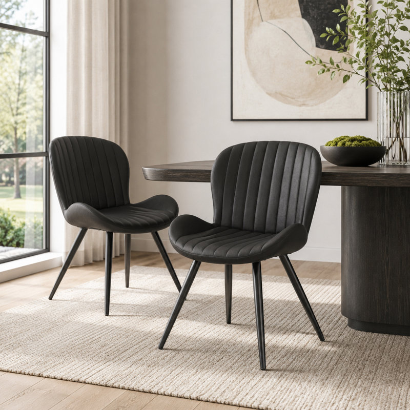 Chaise rembourrée avec pieds en métal, Noir