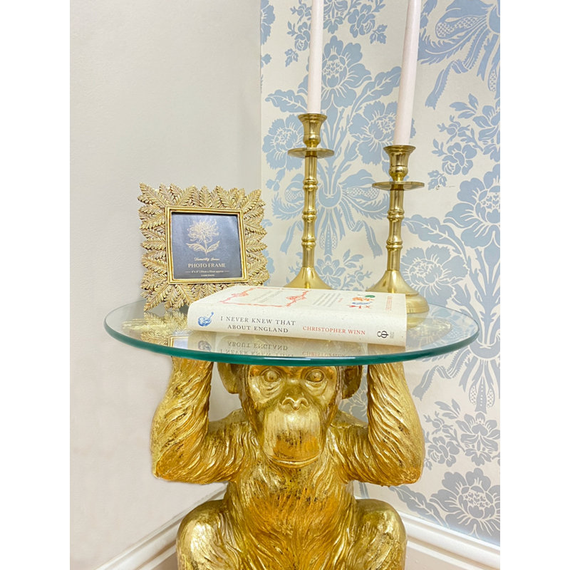 Eleta Glass Top Abstract End Table