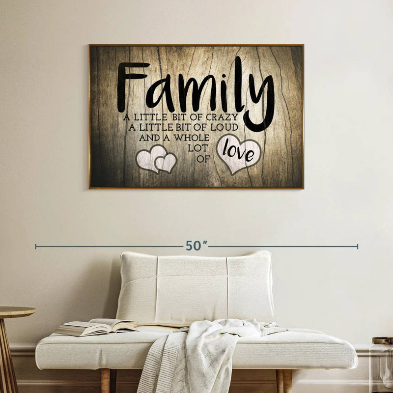 Plaque murale "Family Love", Cadre flottant doré, 40 po x 27 po