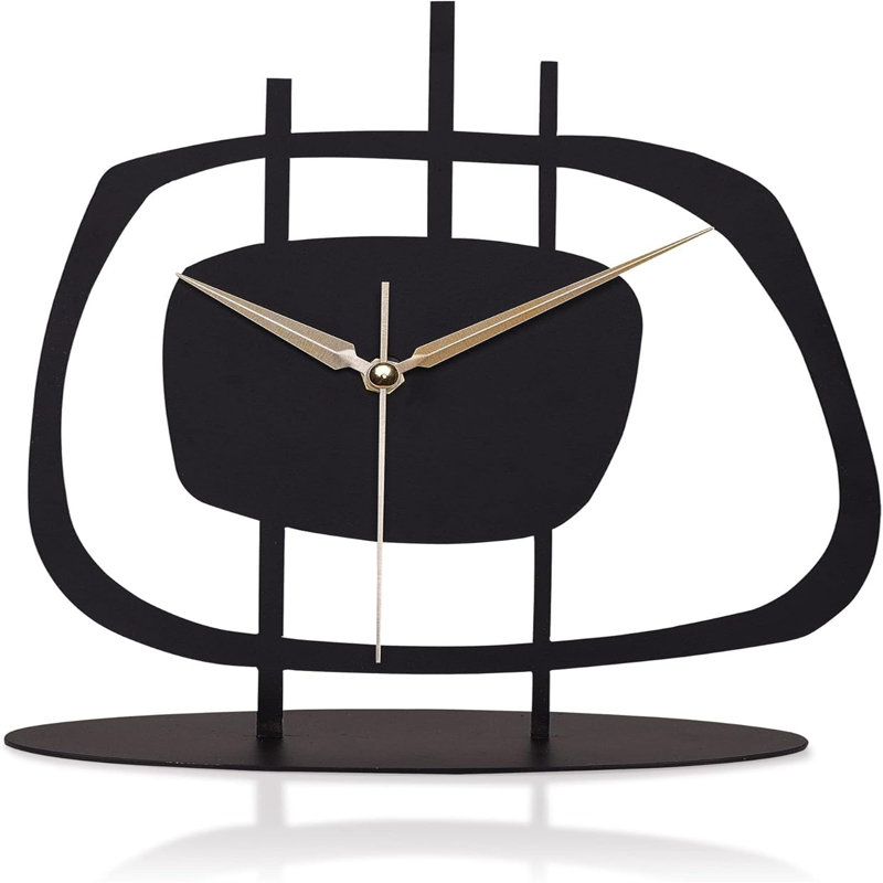 Analogue Metal Mechanical Tabletop Clock Black