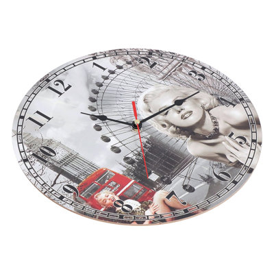 Horloge murale antique silencieuse ronde en bois avec chiffres arabes pour salon