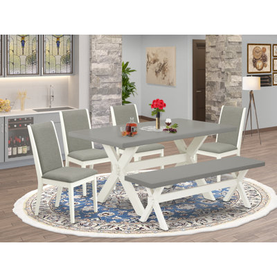 Boomer 6 - Person Rubberwood Solid Wood Dining Set