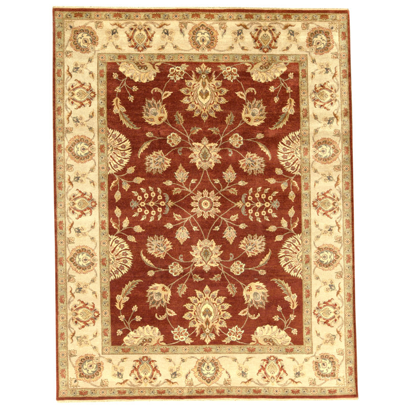 Tapis rouille et ivoire noué à la main de haute qualité