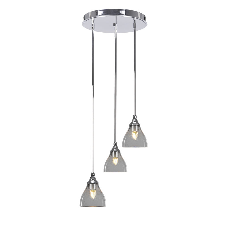 Luminaire suspendu grappe suspendu à 3 lumières Empire, Chrome chrome