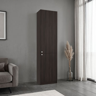 Grande bibliothèque autoportante Home avec portes doubles et 5 tablettes de rangement intérieures, armoire de rangement verticale pour le salon, le bureau ou la chambre à coucher