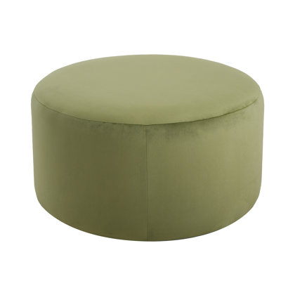 Rond en velours olive - 30,77 pouces de large, 16,34 de haut, servant de repose-pieds ou de siège supplémentaire, décor moderne et luxueux de couleur idéale pour une apparence sophistiquée