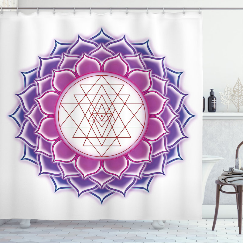 Rideau de douche Ambesonne Mandala fuchsia Yantra, H 75 po x l 69 po