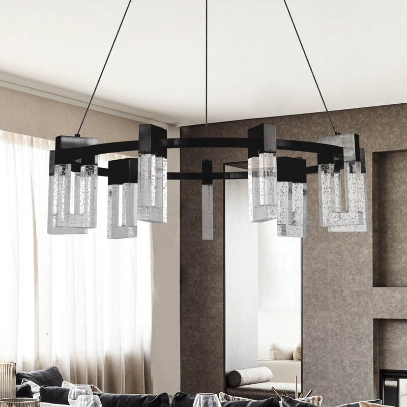 Sorrento 27-in 9-Light Height Adjustable ETL Certified Integrated LED Circular Ring Chandelier