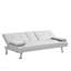 Canapé-lit avec accoudoirs à deux supports, structure en bois, pieds en acier inoxydable, futon blanc, PVC-234520119