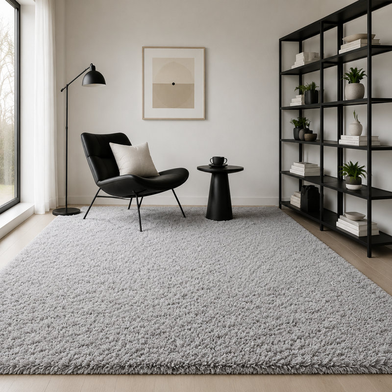 Light Gray Fluffy Area Rug - Ultra Soft Shag Rug for Living Room, Bedroom, Holiday Decor, Non-Slip Fuzzy Carpet for Modern Home